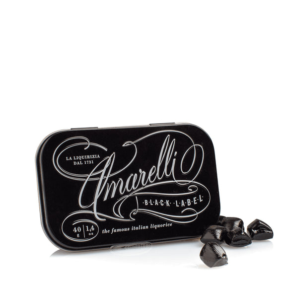 Amarelli Black Label Gluten Free Liquorice in Tin - 40g