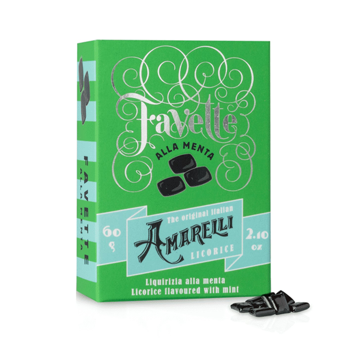 Amarelli Favette Mint Liquorice in Box (Light Green) - 60g