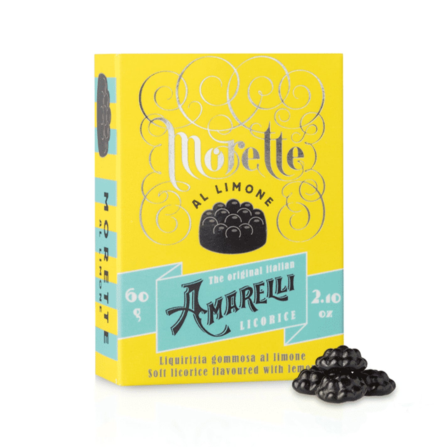 Amarelli Morette al Limone Soft Liquorice in Box (Yellow) - 60g