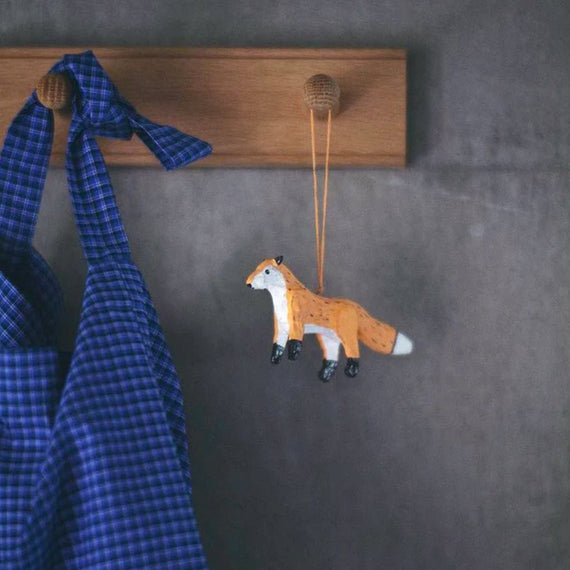 Fog Linen Work Paper Maché Fox Ornament