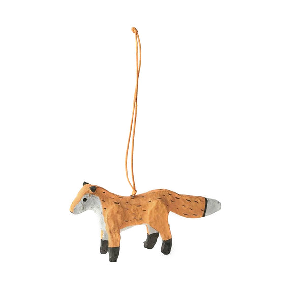 Fog Linen Work Paper Maché Fox Ornament