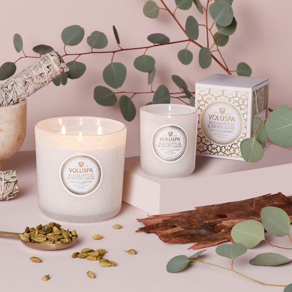 VOLUSPA Eucalyptus & White Sage Classic Boxed Candle