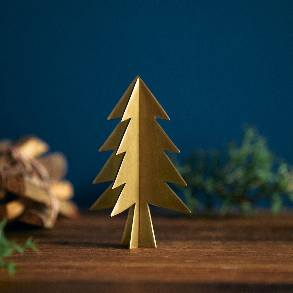 Fog Linen Work Brass Christmas Tree: Small