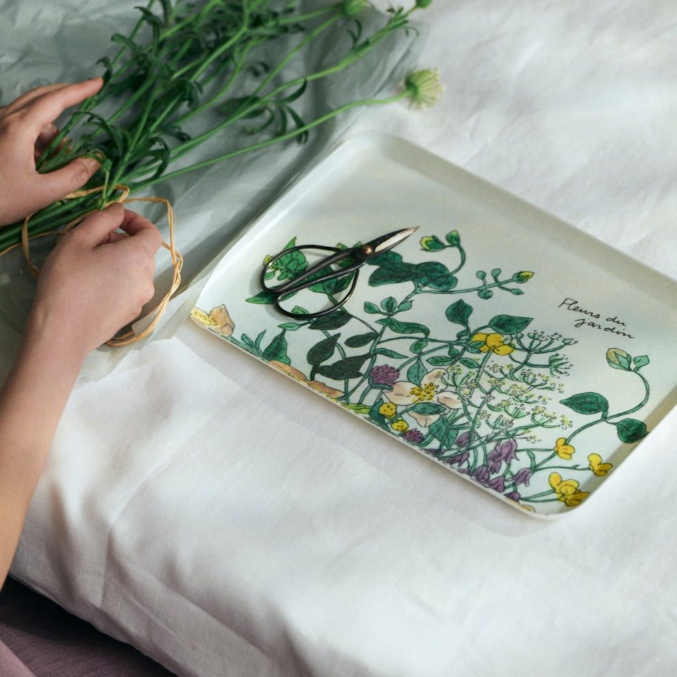 Fog Linen Work Linen Coated Tray (M): Isabelle Boinot Fleur Sauvage