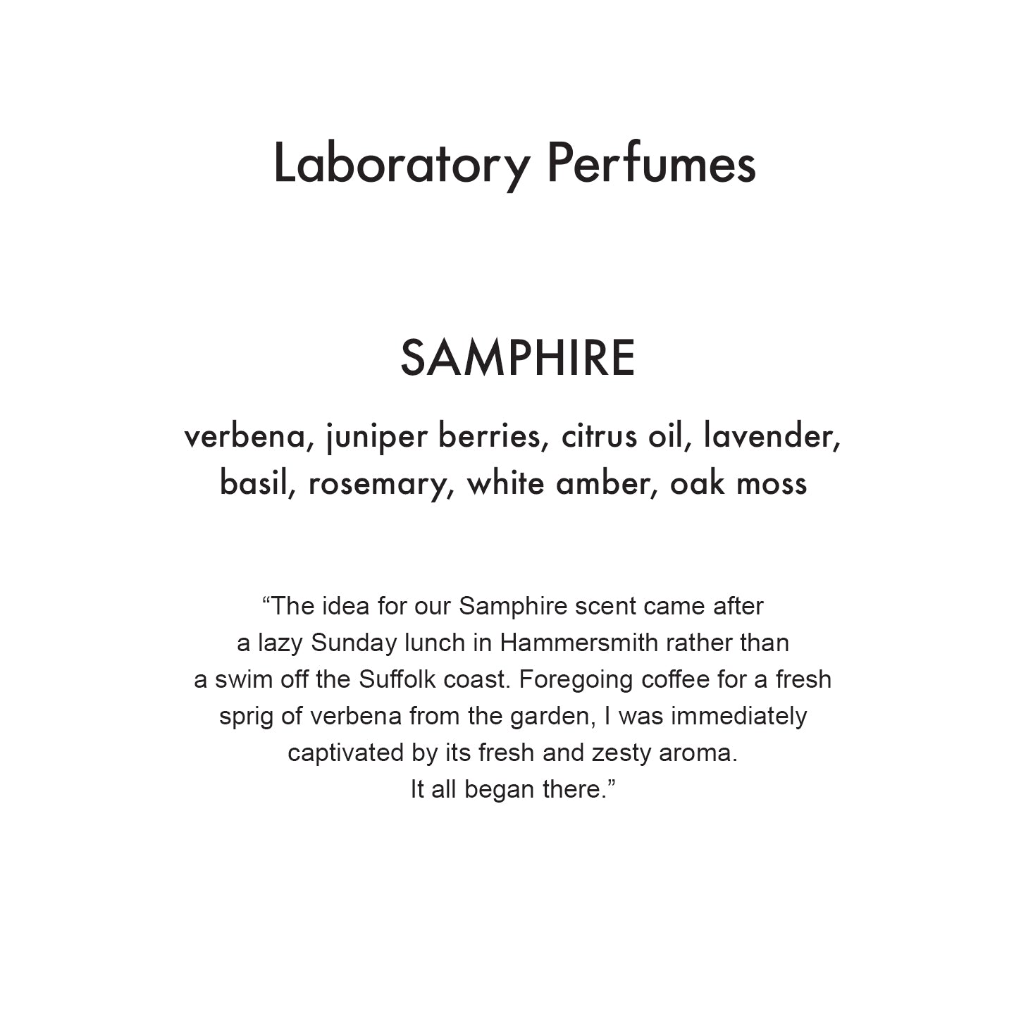 Laboratory best sale perfumes samphire