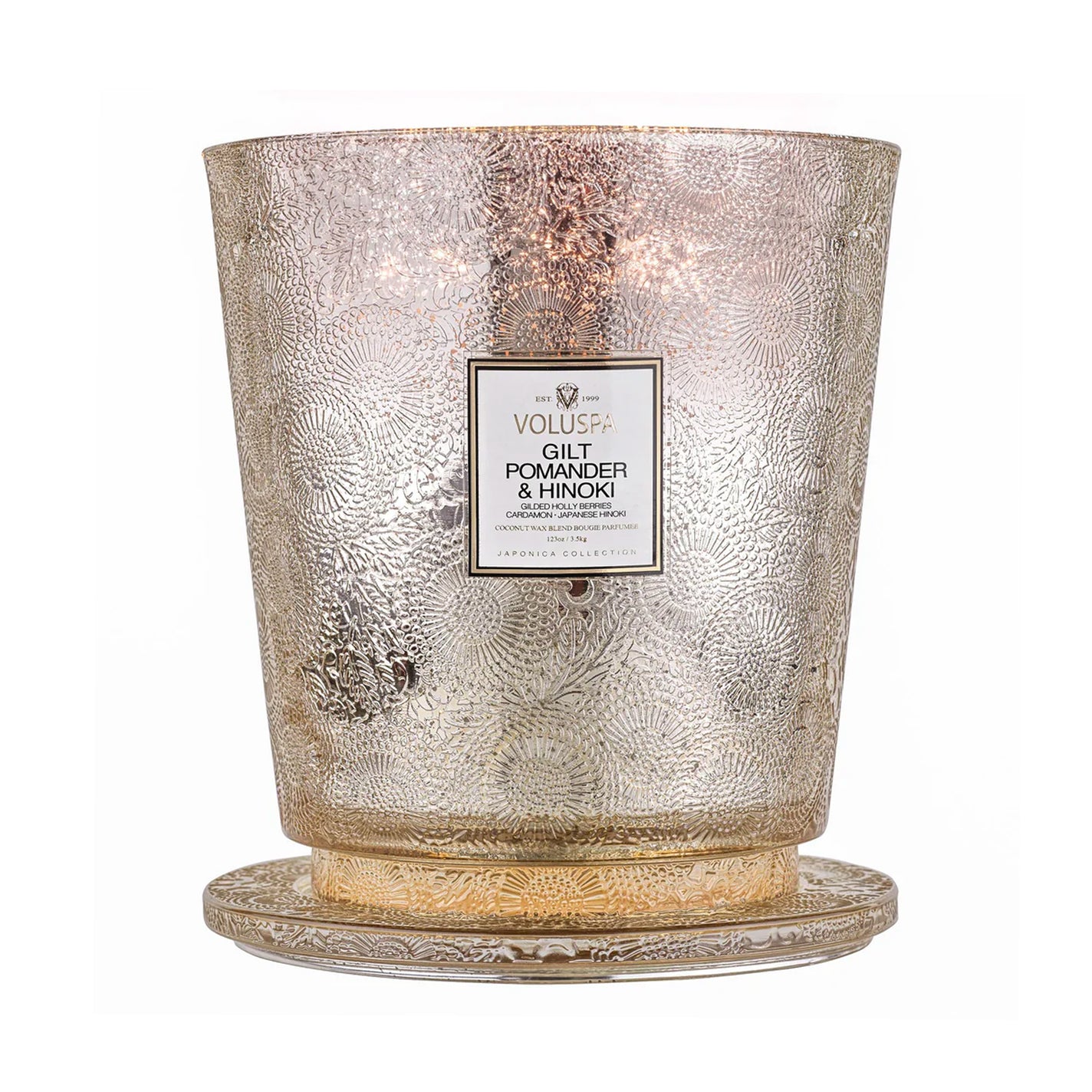 VOLUSPA Gilt Pomander & Hinoki 250hr/3.5kg Hearth Candle