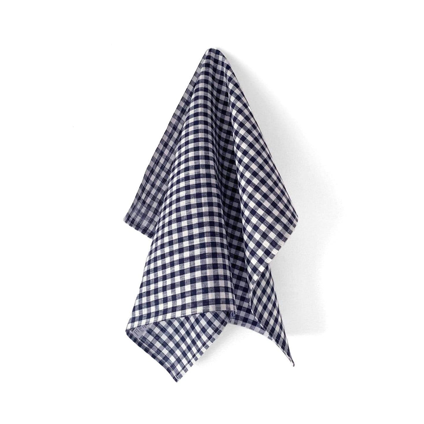 Fog Linen Work Tea Towel - Navy Check: Official Stockist